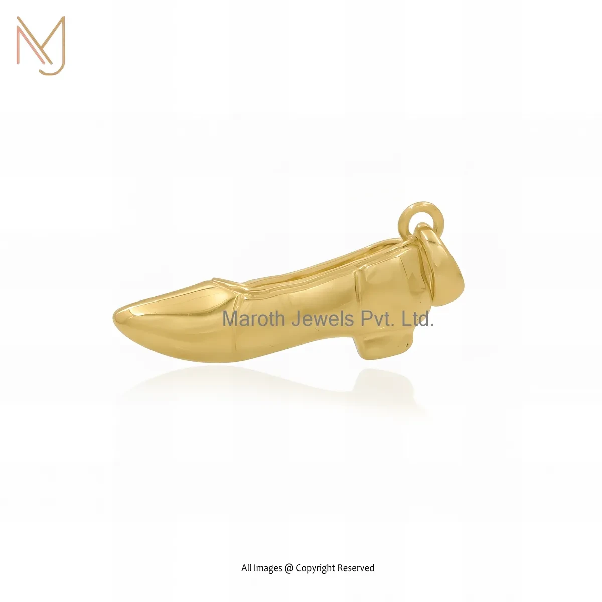 925 Sterling Silver Yellow Gold Plated Shoe Charm Pendant Custom Jewelry