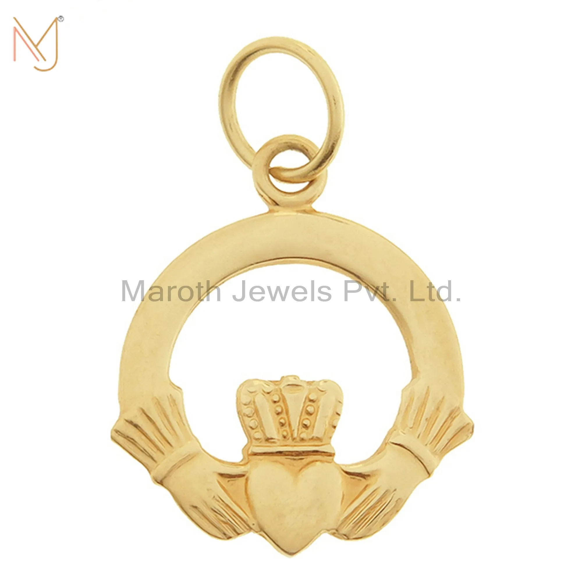 925 Silver Yellow Gold Irish Claddagh Charms Pendant Custom Jewelry