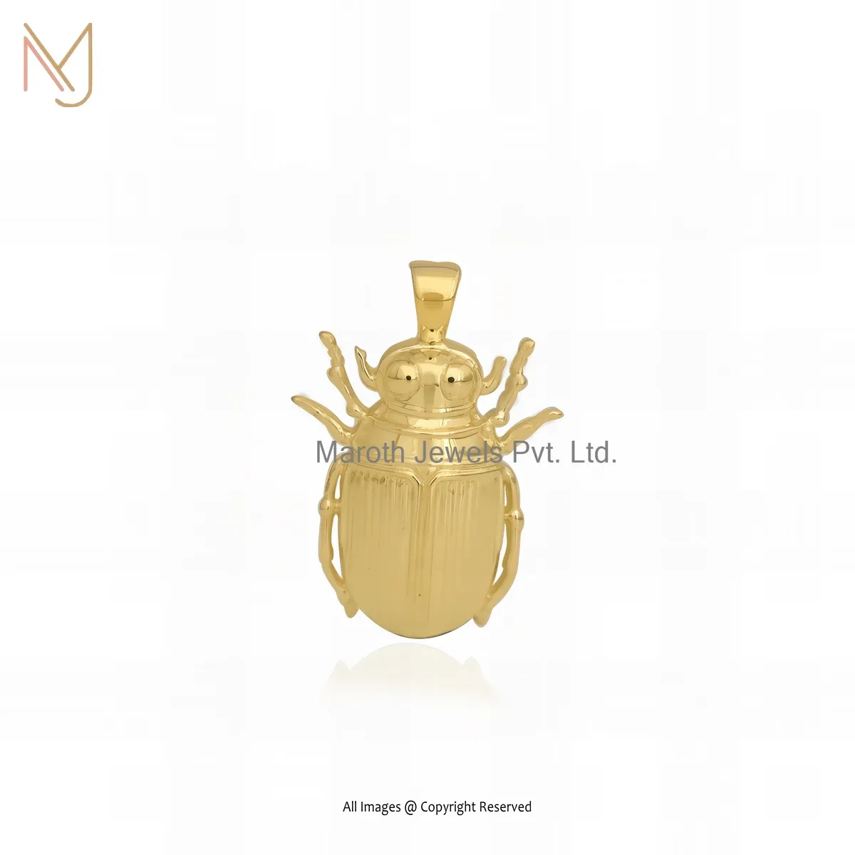 14K Yellow Gold Scarab Charm Pendant Jewelry Supplier