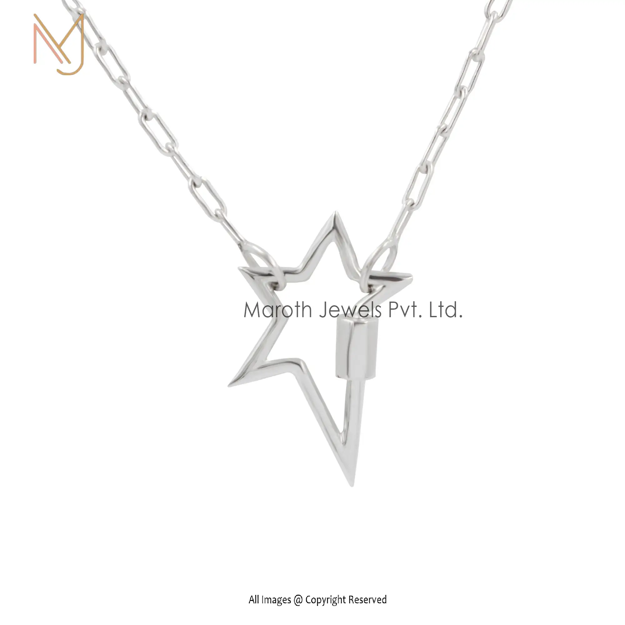 Wholesale 925 Silver Yellow Gold Plated Star Carabiner Lock