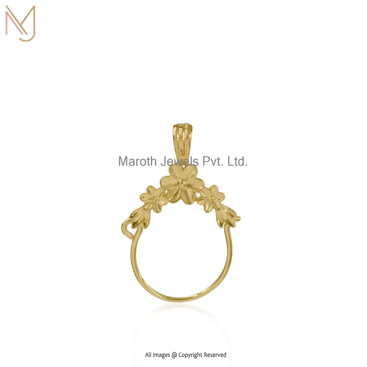 Private Label 14k Yellow gold Charm Holder Pendant