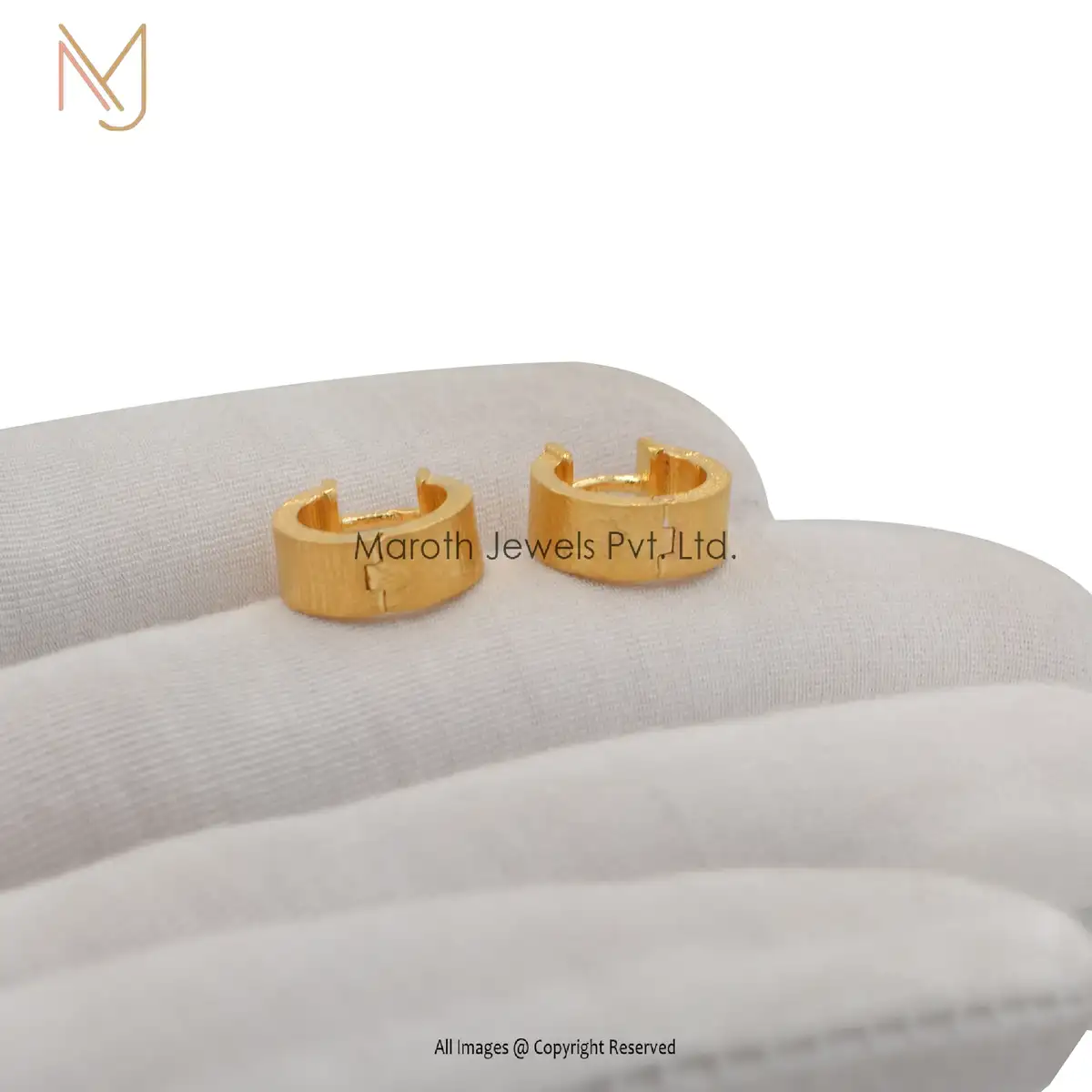 Wholesale 925 Silver Yellow Gold Plated Plain Huggie Earring