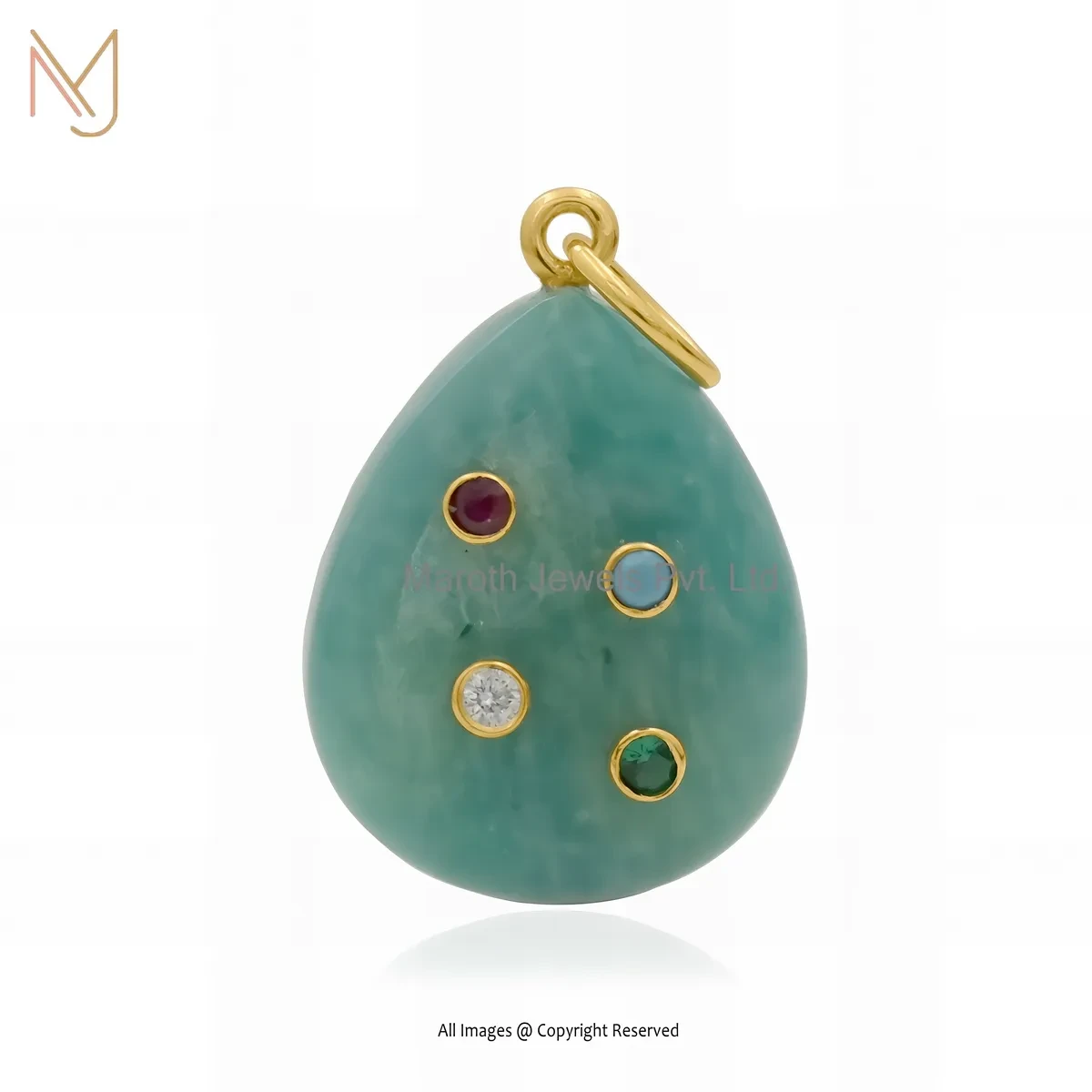 925 Silver Yellow Gold Plated Amethyst Multi Gemstone Drop Pendant Manuafcturer