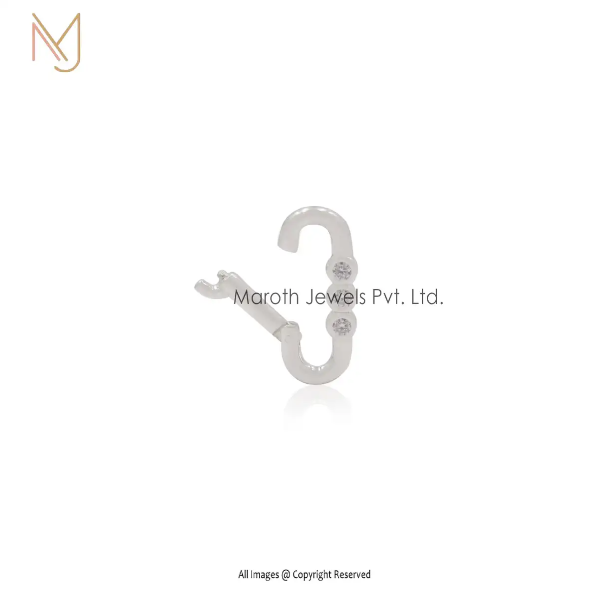 14k Solid gold Moissanite three stone oblong Enhancer Charm Holder Manufacturer