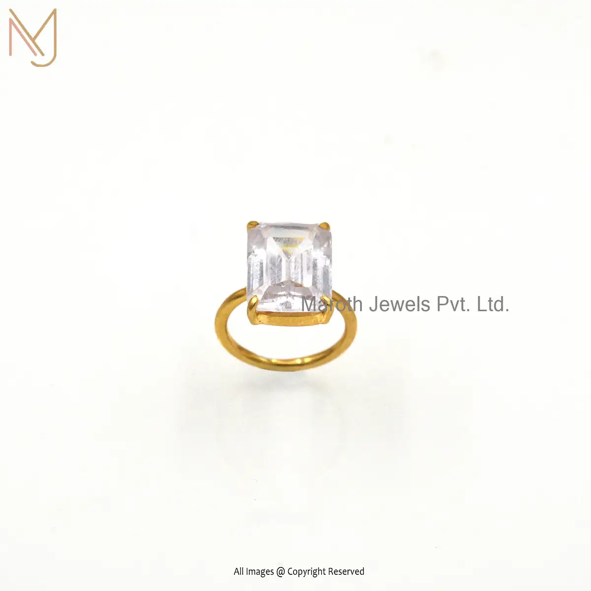 14K Yelllow Gold Cubic Zircon Engagement Ring Manufacturer