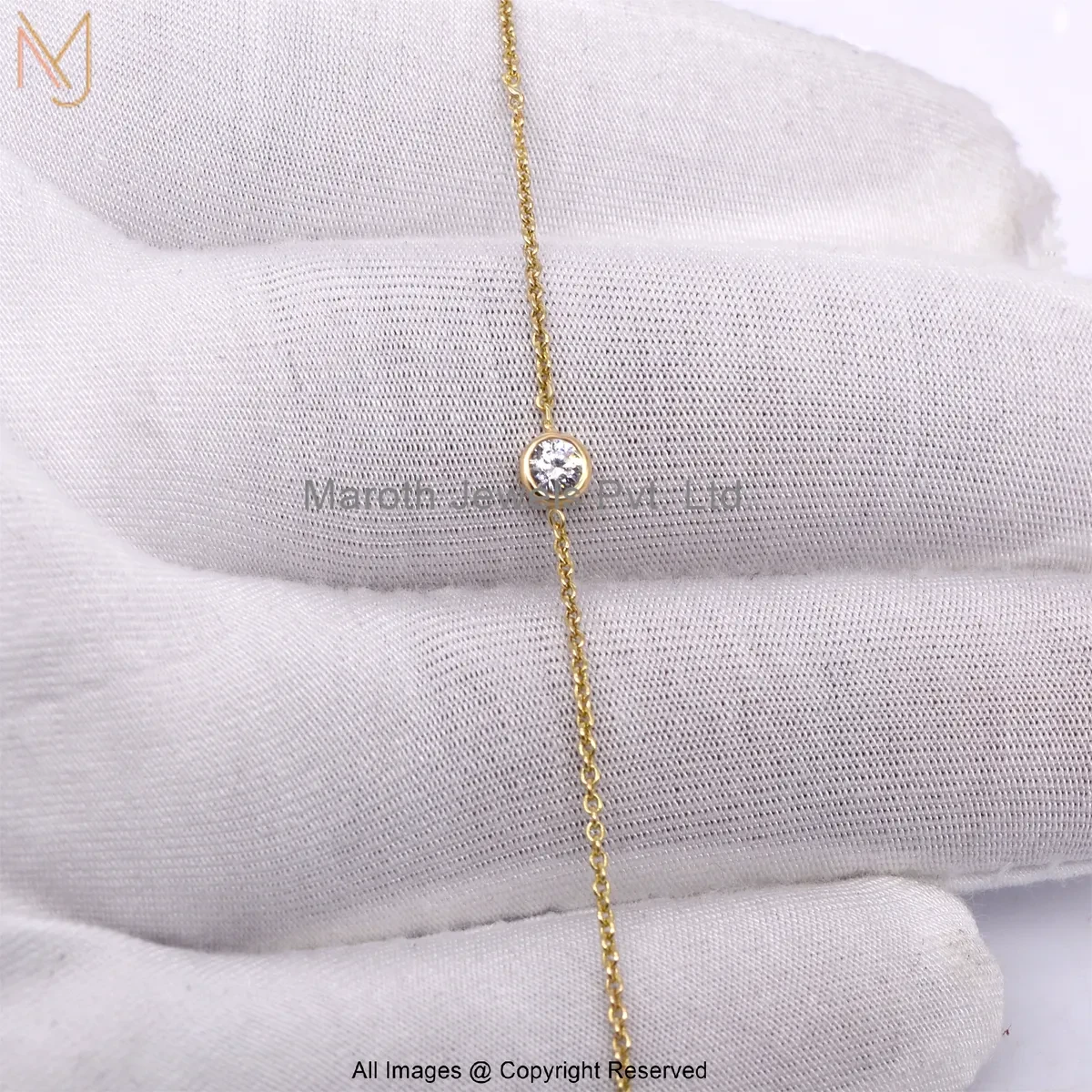 925 Silver Yellow Gold Plated SI GH Diamond Chain Bracelet Jewelry Supplier