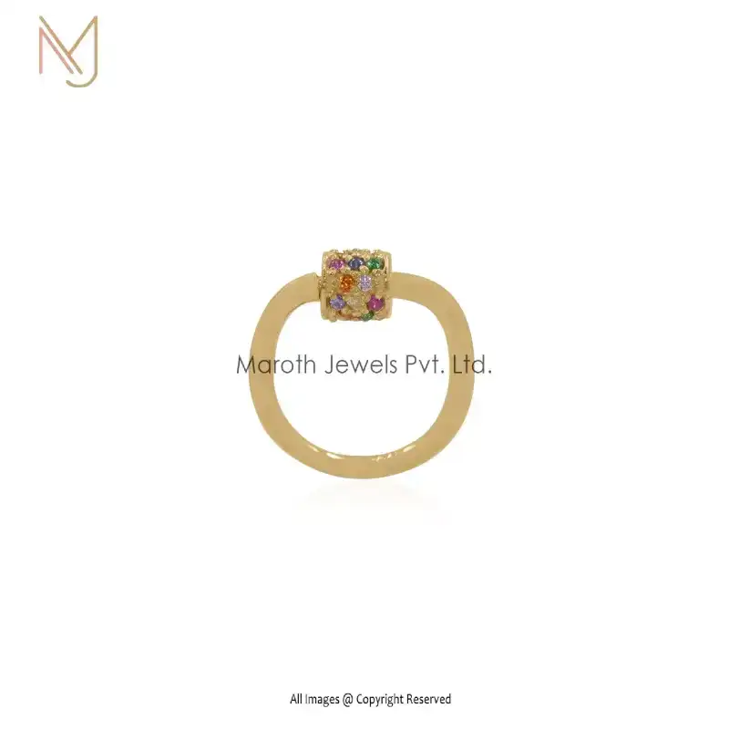 14k Yellow Gold Multi Gemstone Carabiner Lock Manufacturer