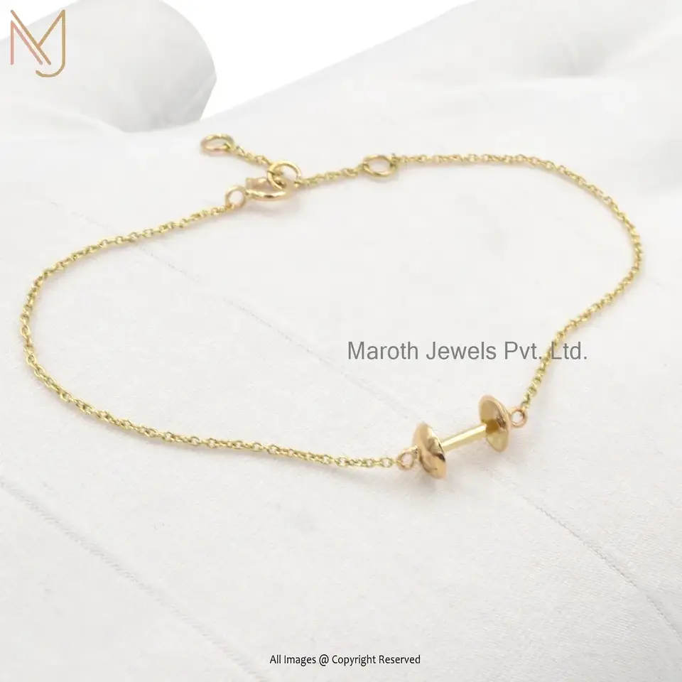 925 Sterling Silver Yellow Gold Plated Cable Chain Bracelet Jewelry Supplier