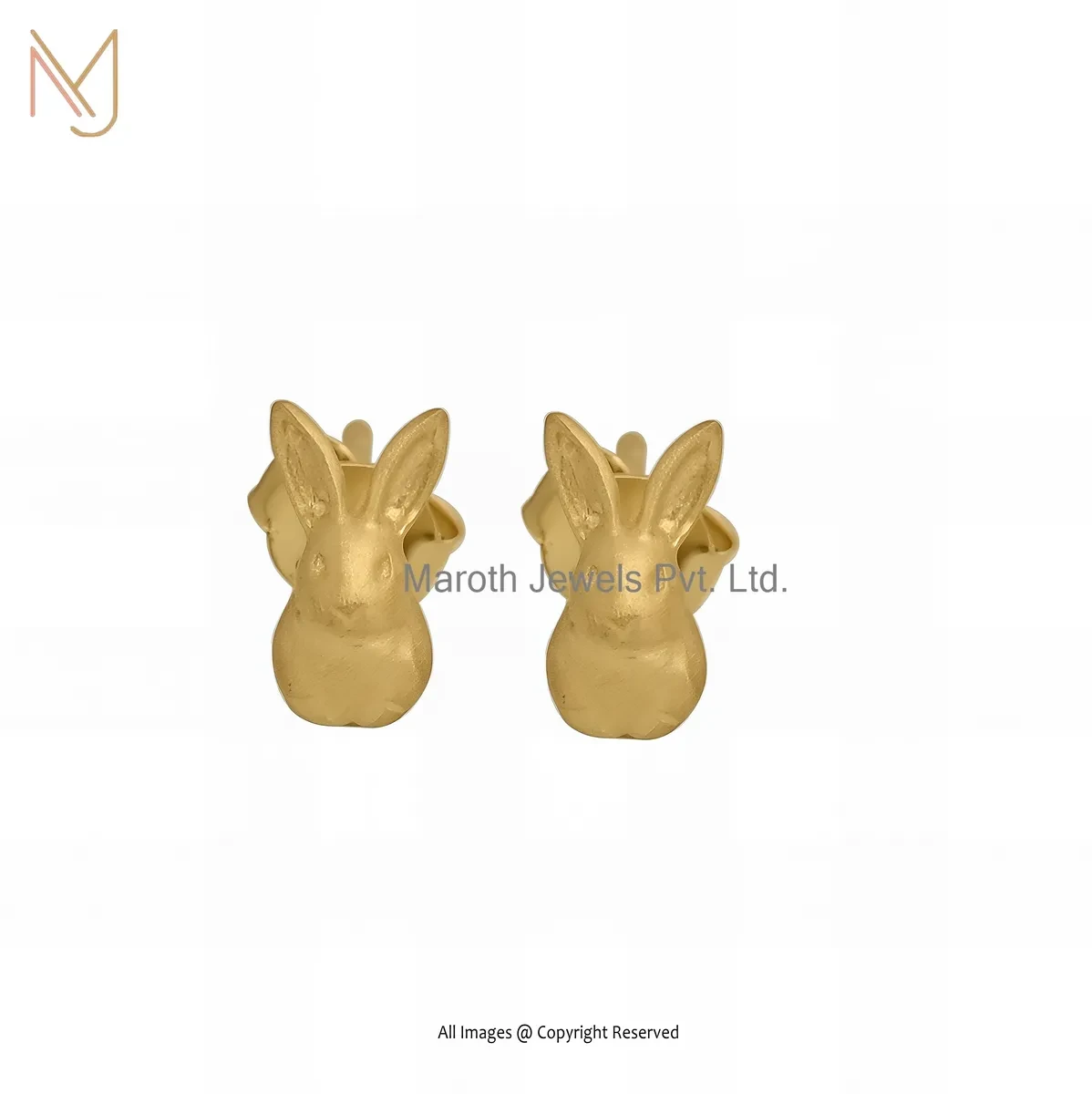 14K Yellow Gold Rabbit Studs Earring Manufacturer