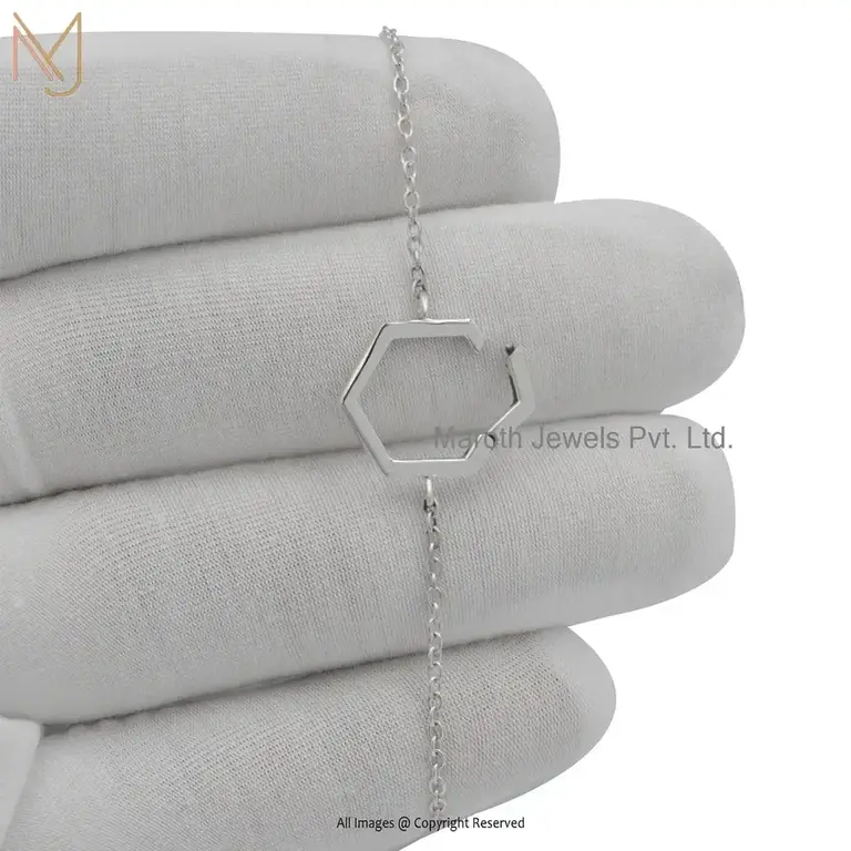 925 Silver Yellow Gold Plated Hexagon Bracelet Jewelry Supplier
