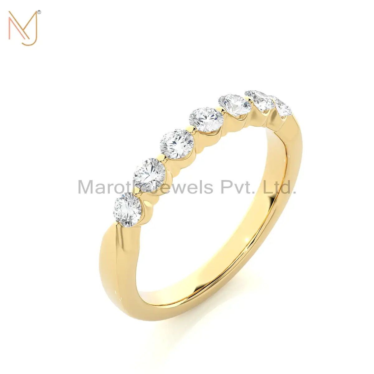 14K Yellow Gold Moissanite Diamond Round Ring Custom Jewelry