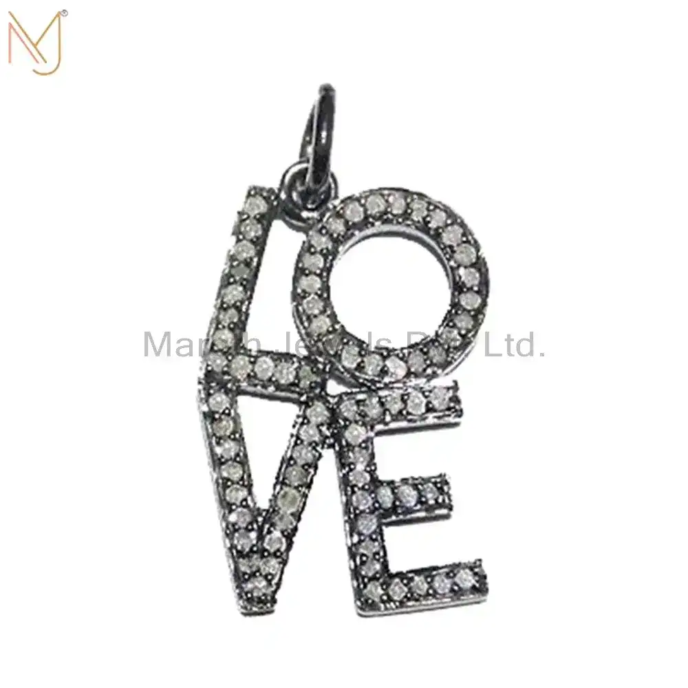 Wholesale 925 Sterling Silver Natural Silver Pave Diamond Love Pendant Designer Proposal Jewelry