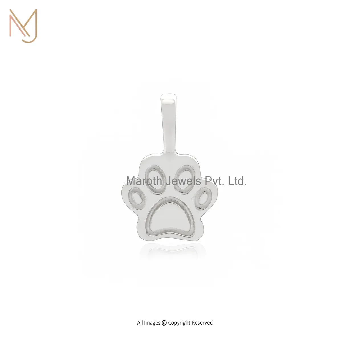 925 Silver Yellow Gold Plated Dog Print Pendant Jewelry Supplier