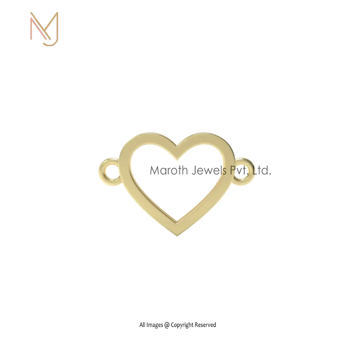 Private Lable 925 Silver Yellow Gold Plated Heart Charms Pendant Jewelry