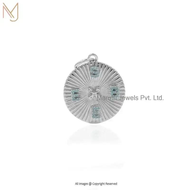 925 Silver Yellow Gold Plated Cubic Zircon Round Fluted Pendant Manufacturer