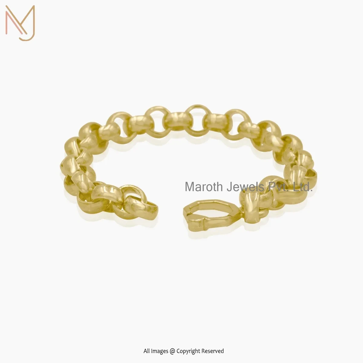 14K Yellow Gold Rolo Chain Charm Bracelet Custom Jewelry