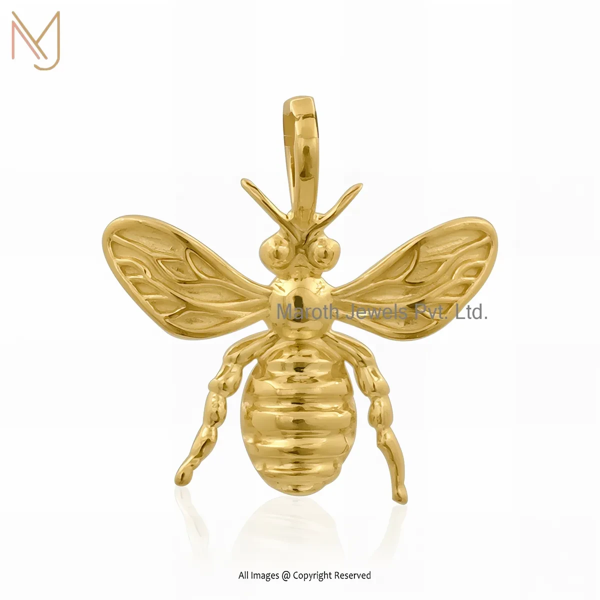 925 Silver Yellow Gold Plated Honey Bee Pendant Jewelry Supplier