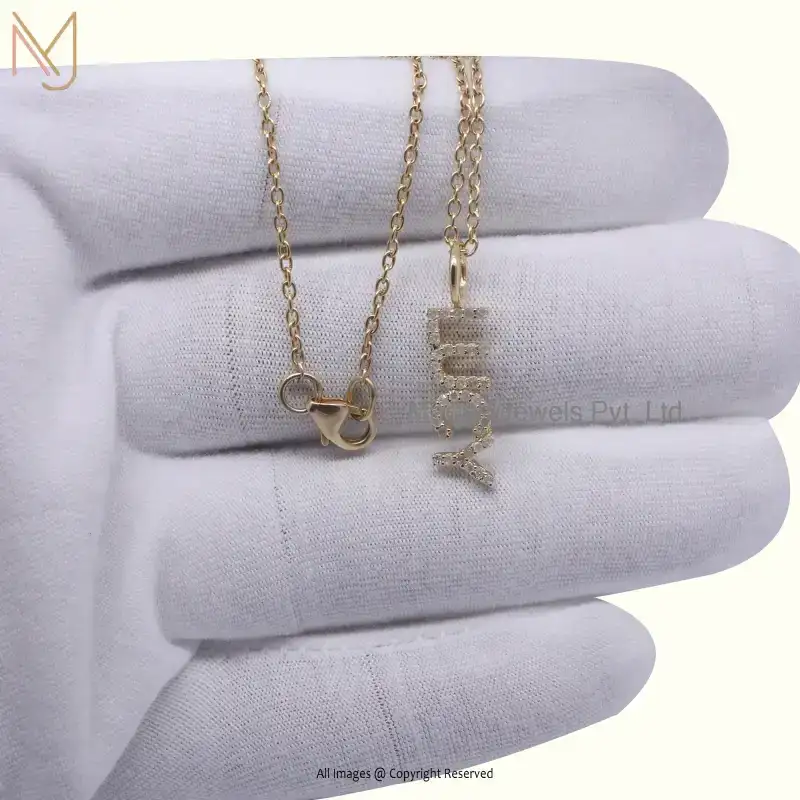925 Silver Yellow Gold Plated Diamond Filled Initials Lucy Pendant Jewelry Supplier