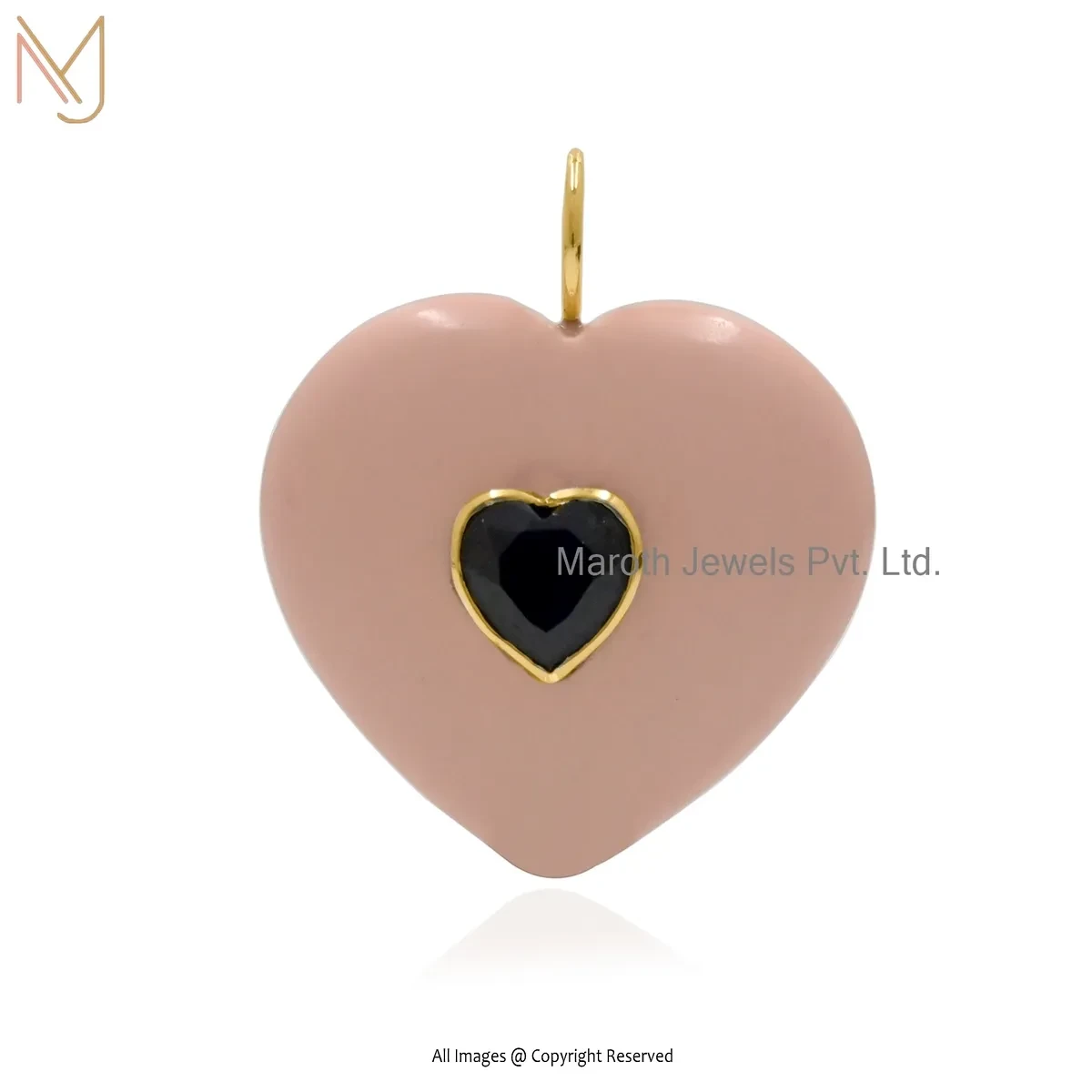 925 Sterling Silver Yellow Gold Plated Lapiz Lazuli And Blue CZ Heart Charm Pendant USA