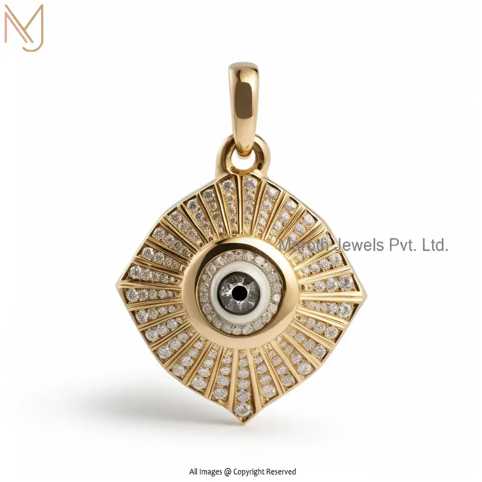 14K Yellow Gold Moissanite Diamond Evil Eye Pendant Manufacturer