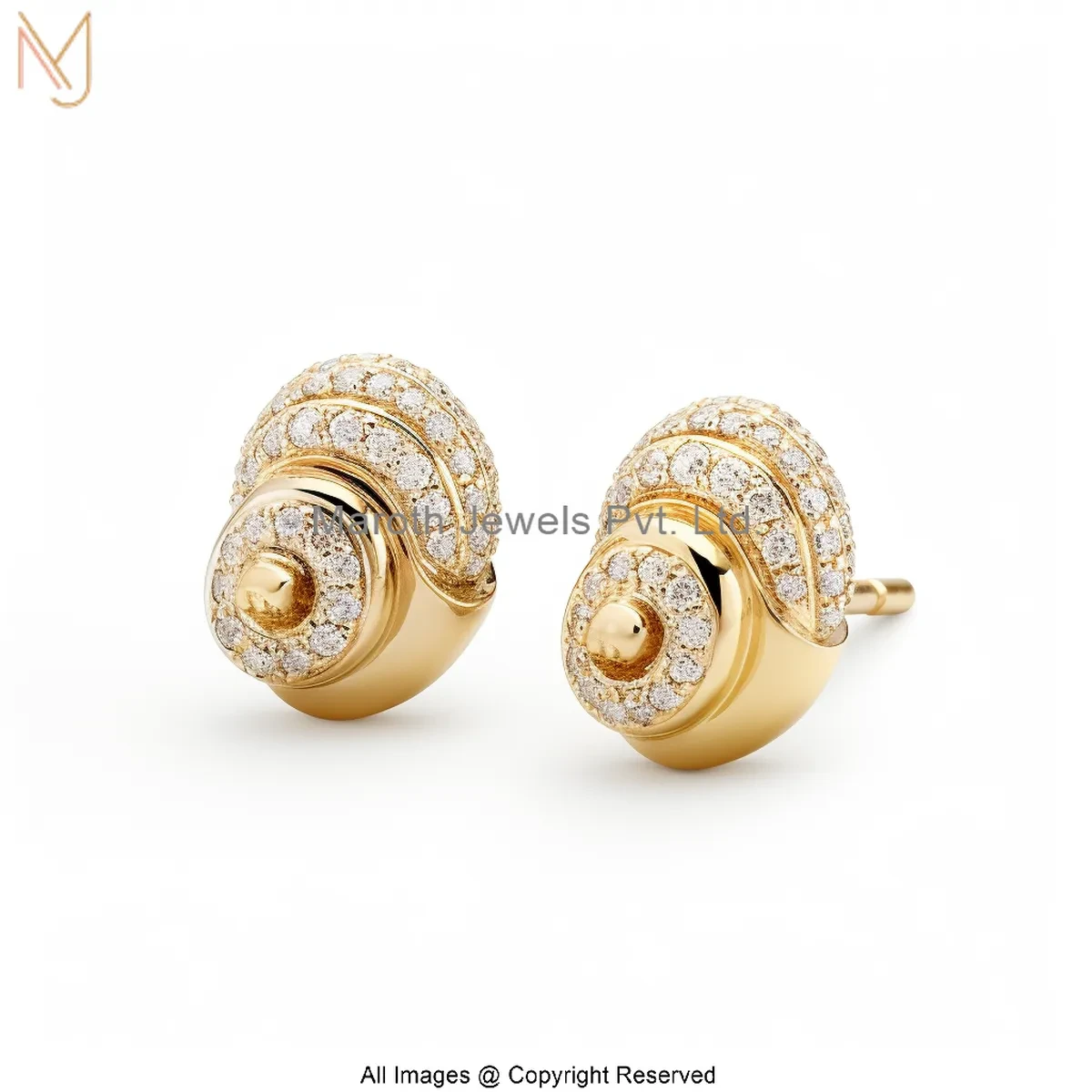14K Yellow Gold Moissanite Radiant Spiral Diamond Stud Earrings Jewelry Supplier