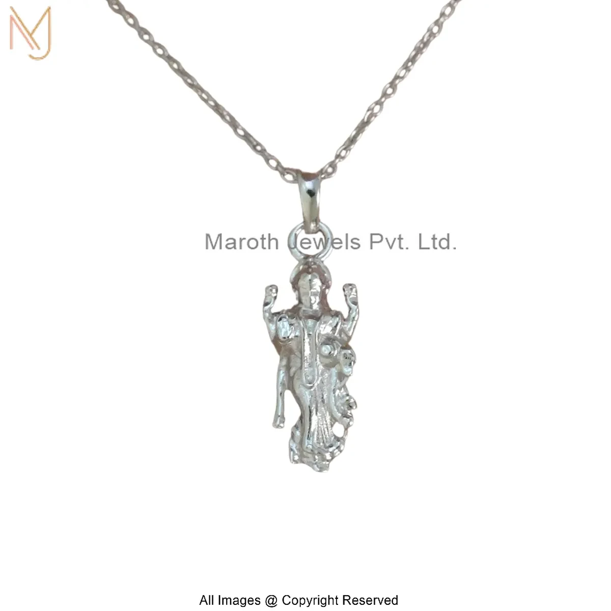 14K White Gold Goddess Maha Lakshmi Necklace Manufacturer