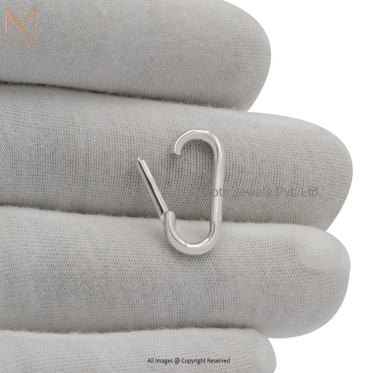 925 Silver Yellow Gold Plated Oval Link Charm Holder Custom Jewelry