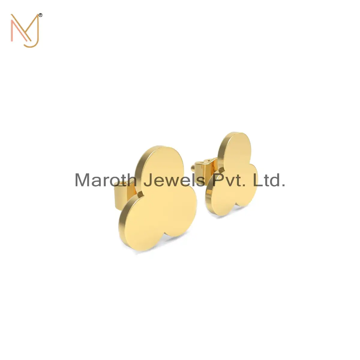 14K Yellow Gold Club Studs Earrings Jewelry Manufacturer