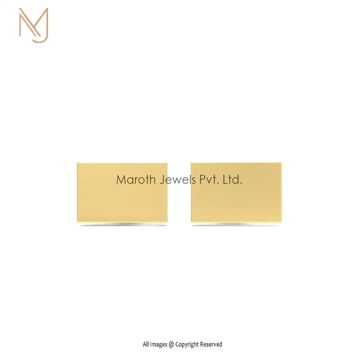 14K Yellow Gold Rectangle Stud Earring Handmade Jewelry Manufacturer