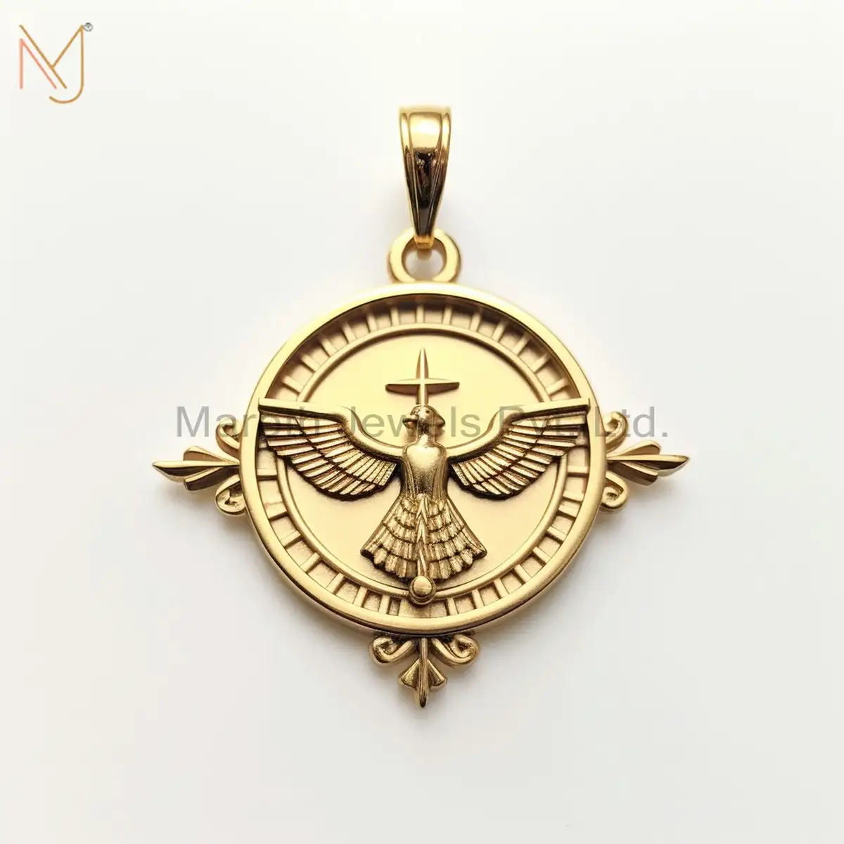 925 Sterling Silver Yellow Gold Christian Spiritual Charm Pendant Jewelry USA