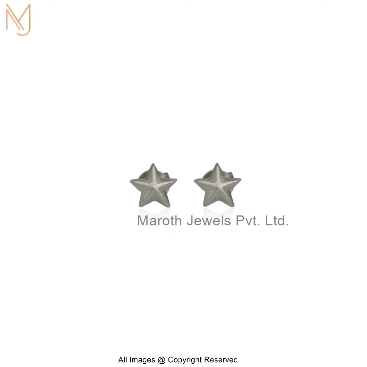 925 Silver White Gold Plated Star Stud Earring Jewelry Supplier