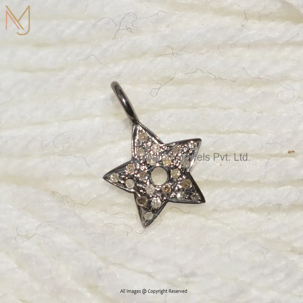 925 Sterling Silver Rhodium Plated Diamond Star Desgin Pendant Jewelry Suppiler