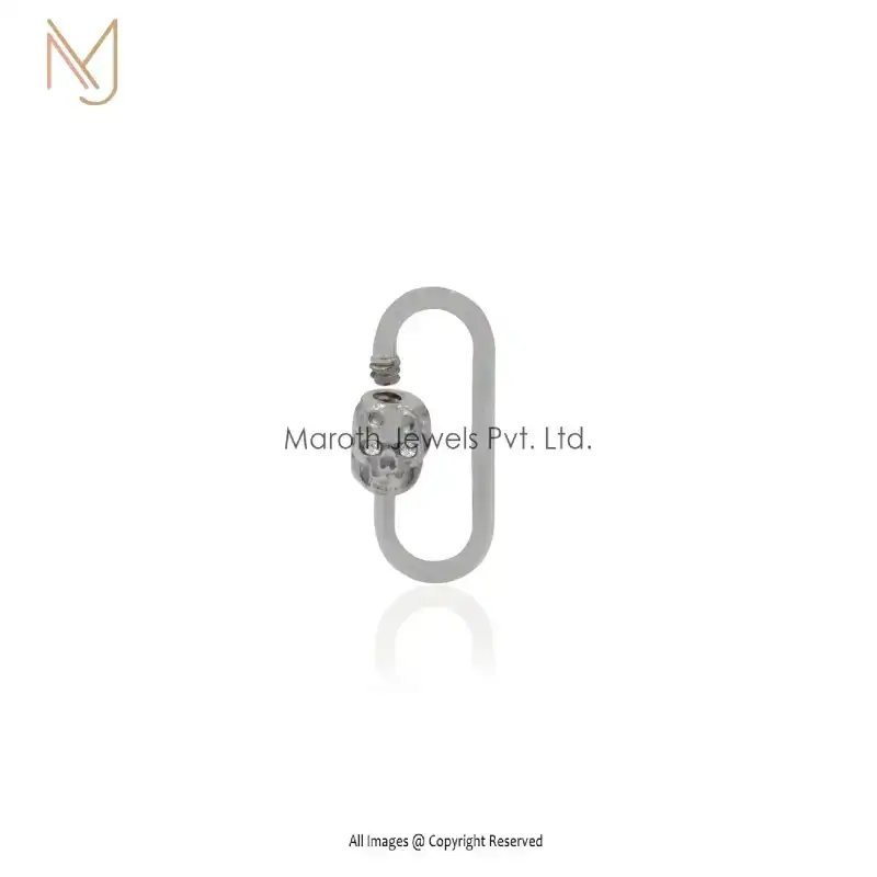 9K Yellow Gold Diamond Skull Screw Carabiner Custom Jewelry