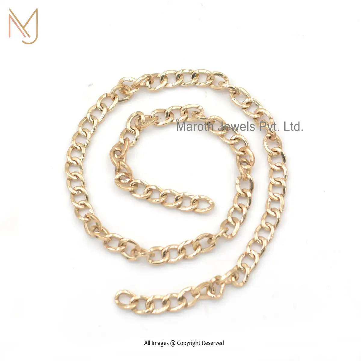 14k Yellow Gold No Clasp High Polish Chain Necklace Custom Jewelry
