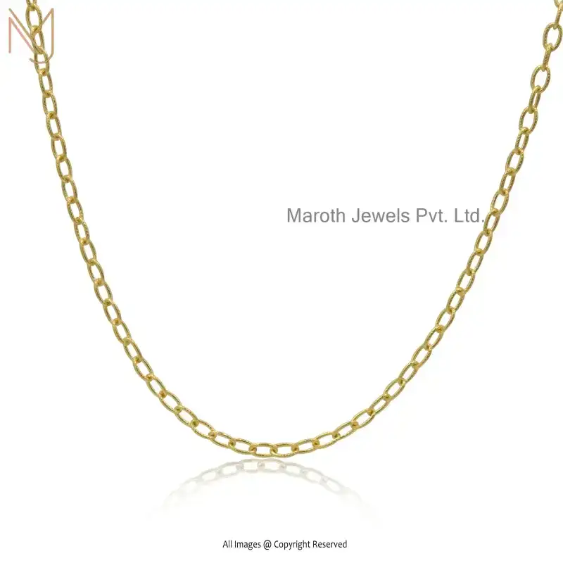 Private Label 14K Yellow Gold Oval Link Chain Necklace Jewelry