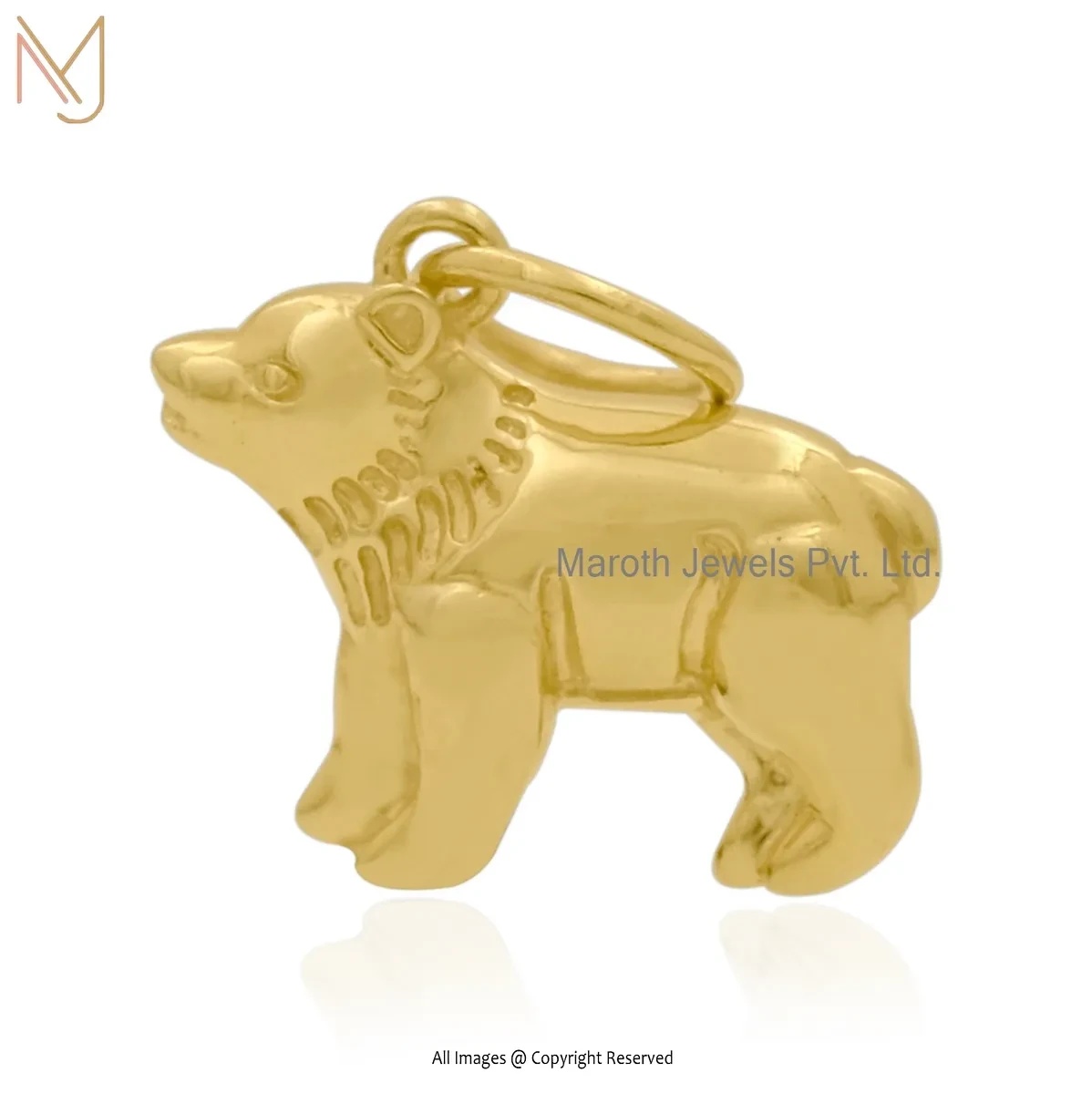 925 Silver Yellow Gold Plated Bear Charm Pendant Manufacturer