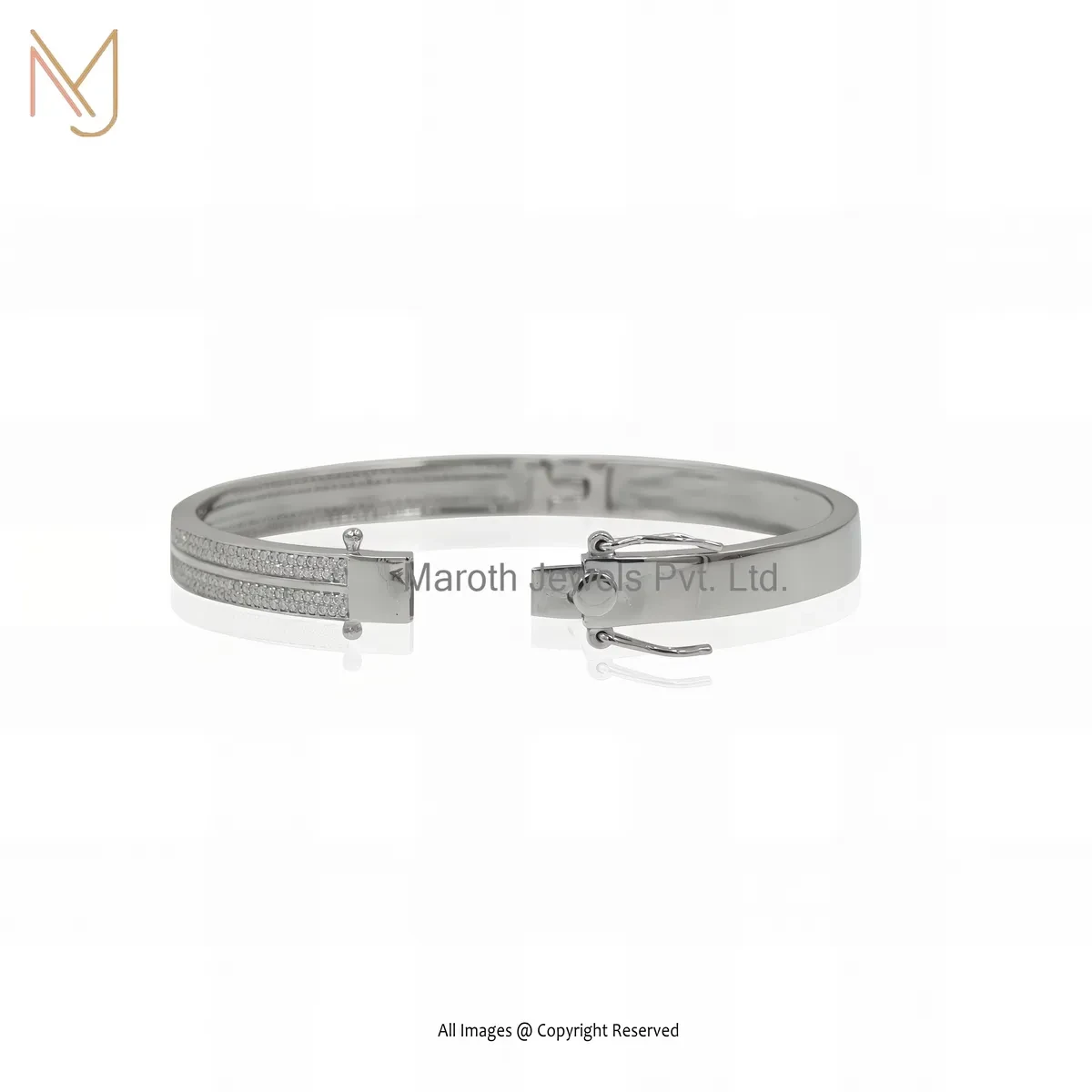 Wholesale 14K White Gold Diamond & Moissanite Bangle Jewelry