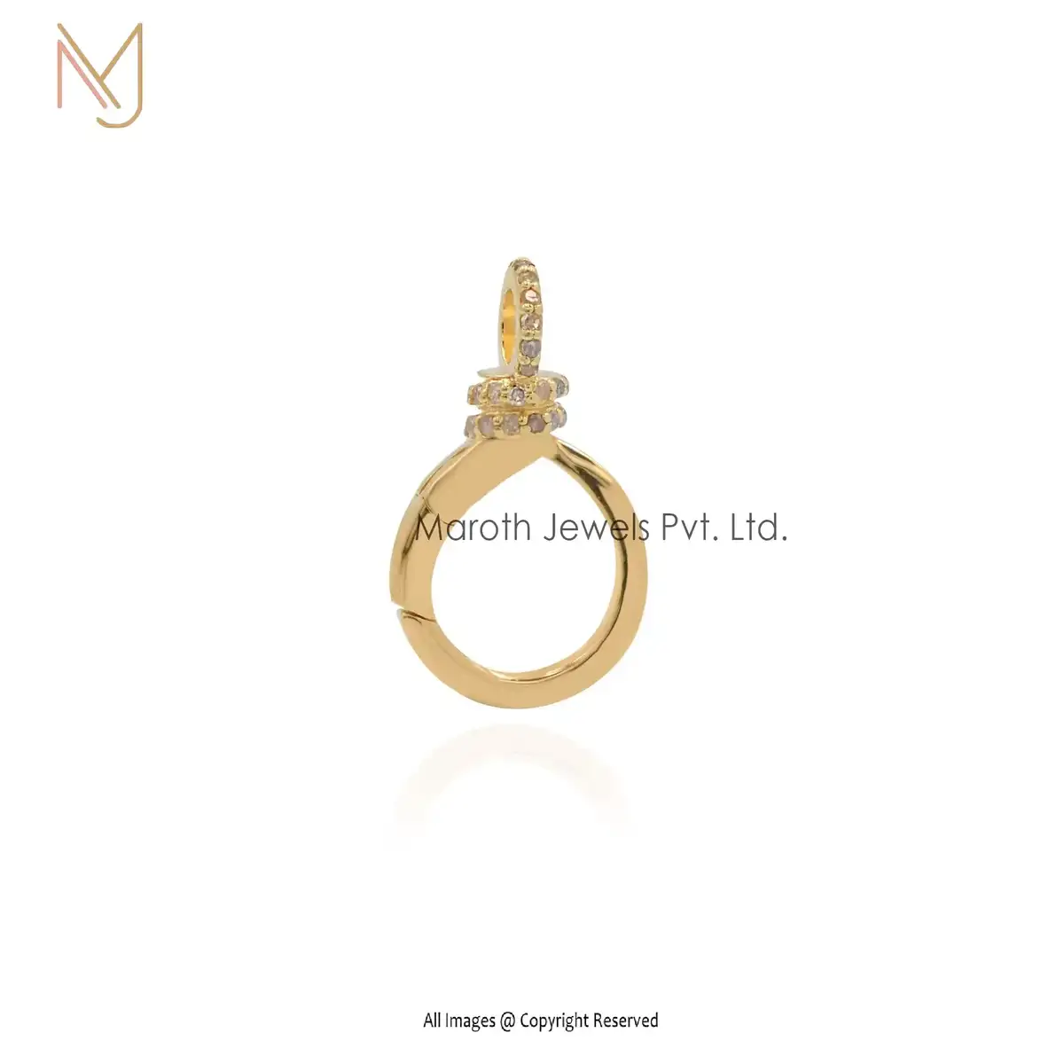 14K Yellow Gold Diamond Enhancer Charm Clasp Lock Jewelry Supplier