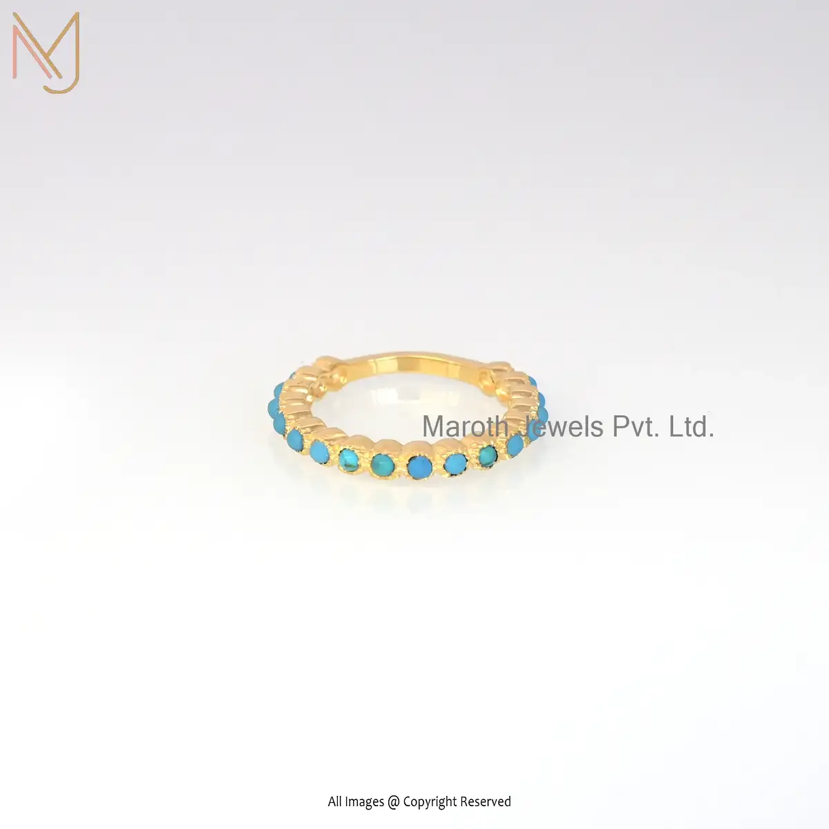Wholesale 14K Yellow Gold Turquoise Bezel Ring Jewelry