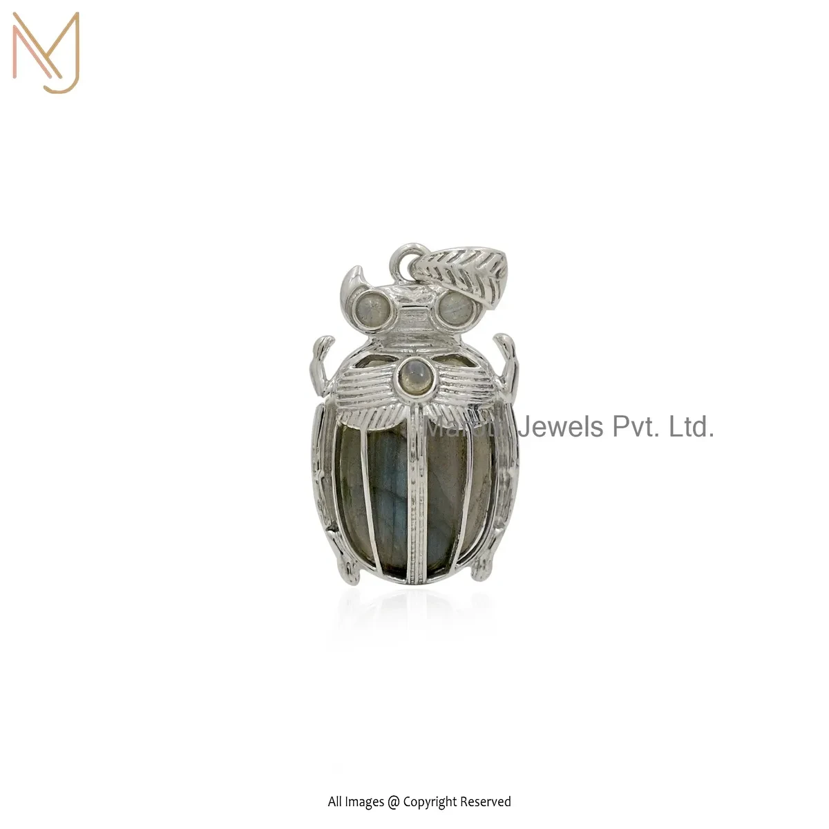 14K Yellow Gold Labradorite Scarab Pendant Manufacturer