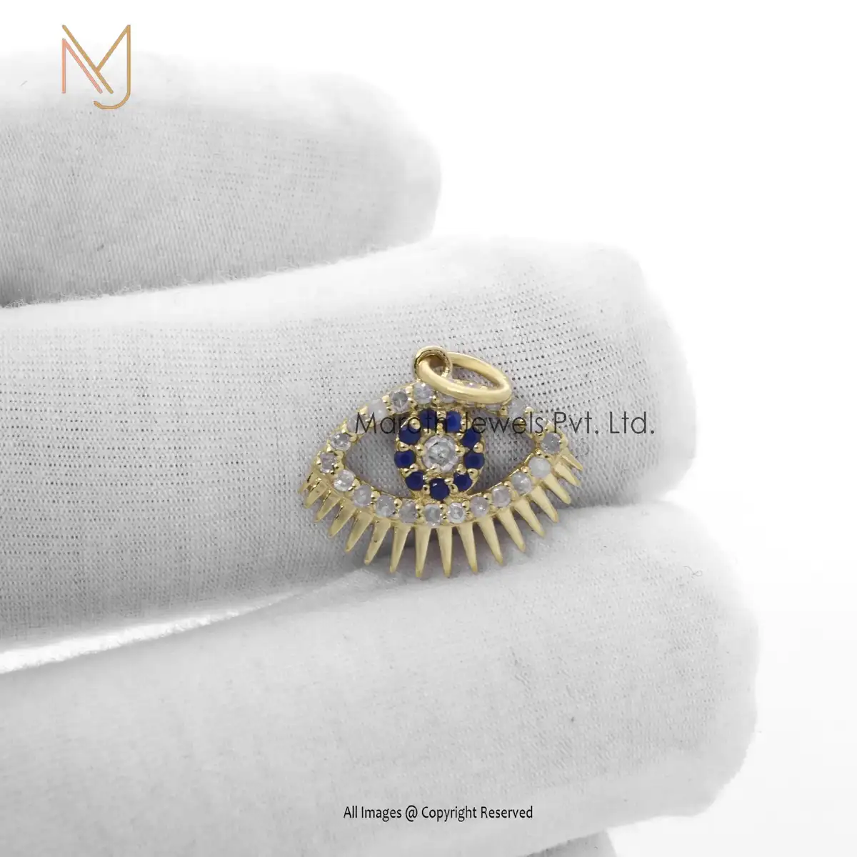 925 Silver Yellow Gold Evil Eye Pendant Handmade Jewelry Manufacturer