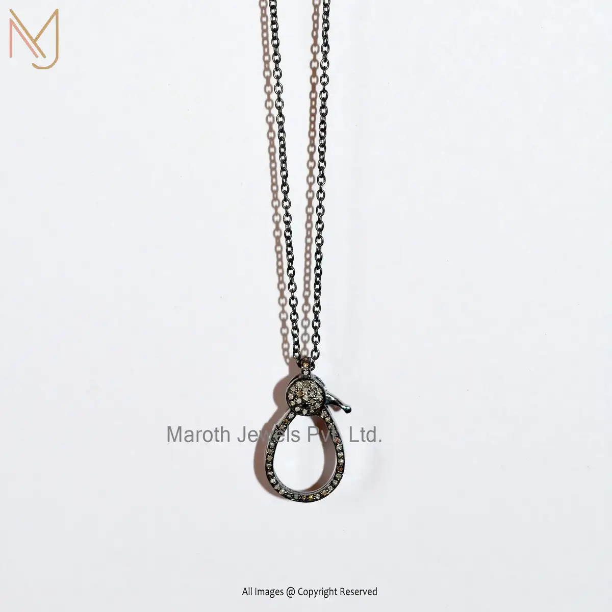 Wholesale 925 Silver Pave Diamond Lobster Connector Chain Necklace Finding Jewelry