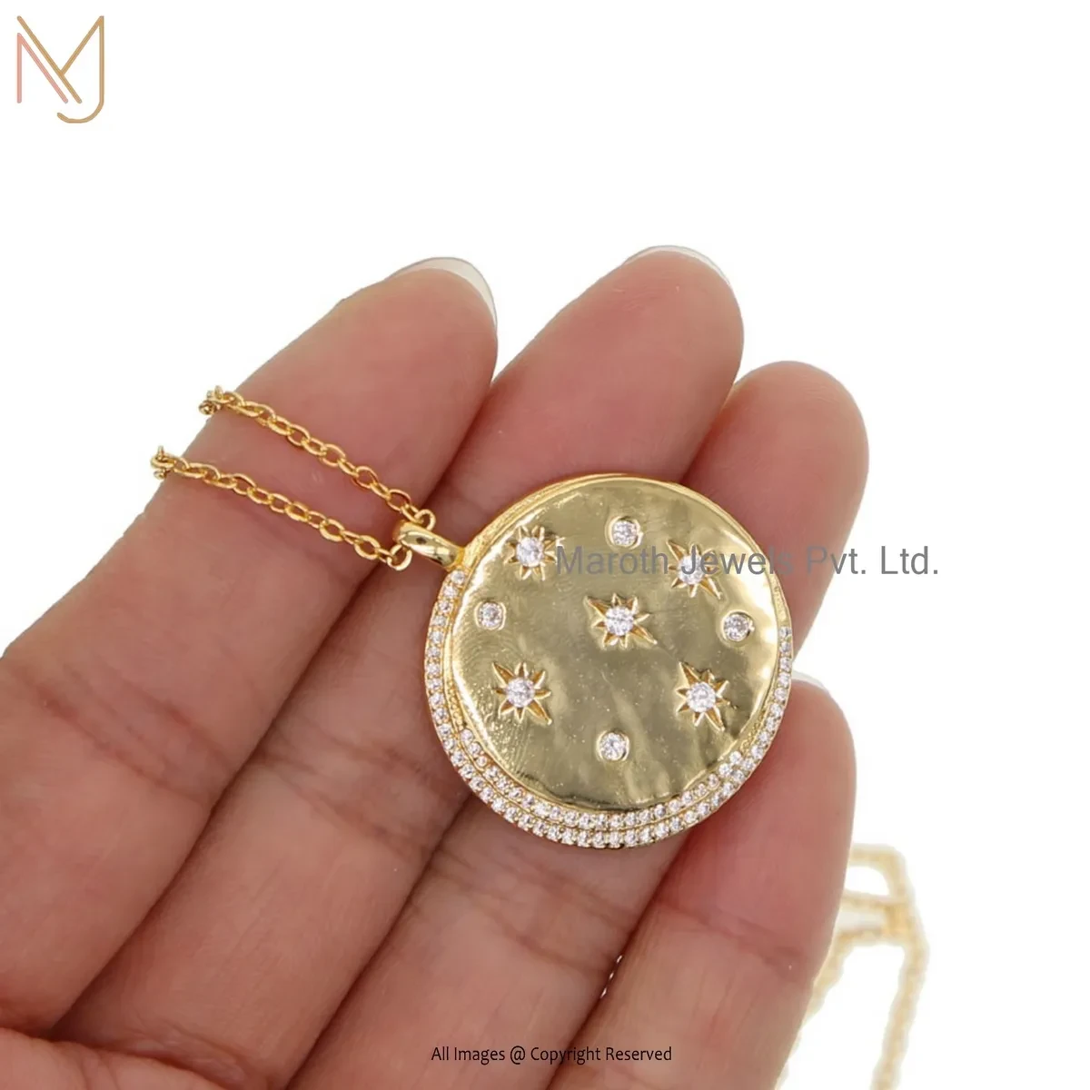 925 Silver Yellow Gold Plated Starsignet Pendant Jewelry Supplier