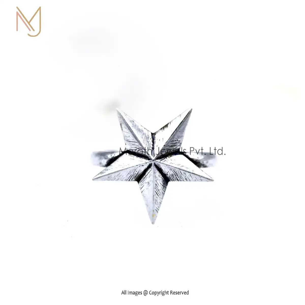 14K White Gold Star Designs Ring Jewelry Manufacturer