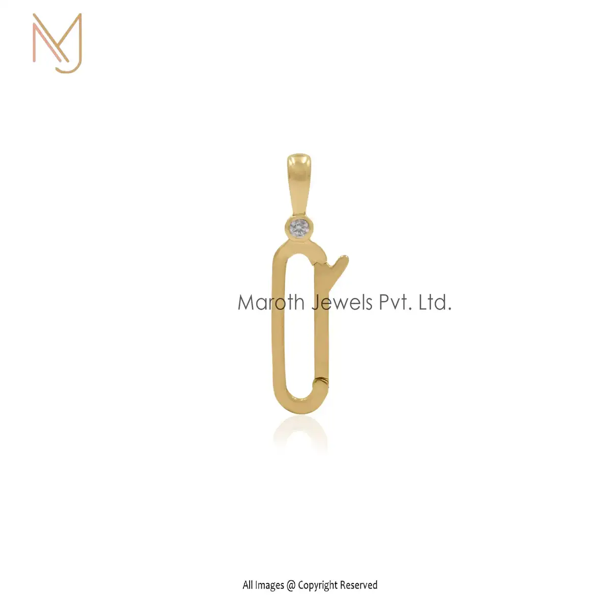 925 Silver Yellow Gold Plated CZ Enhancer Lock Pendant Manufacturer
