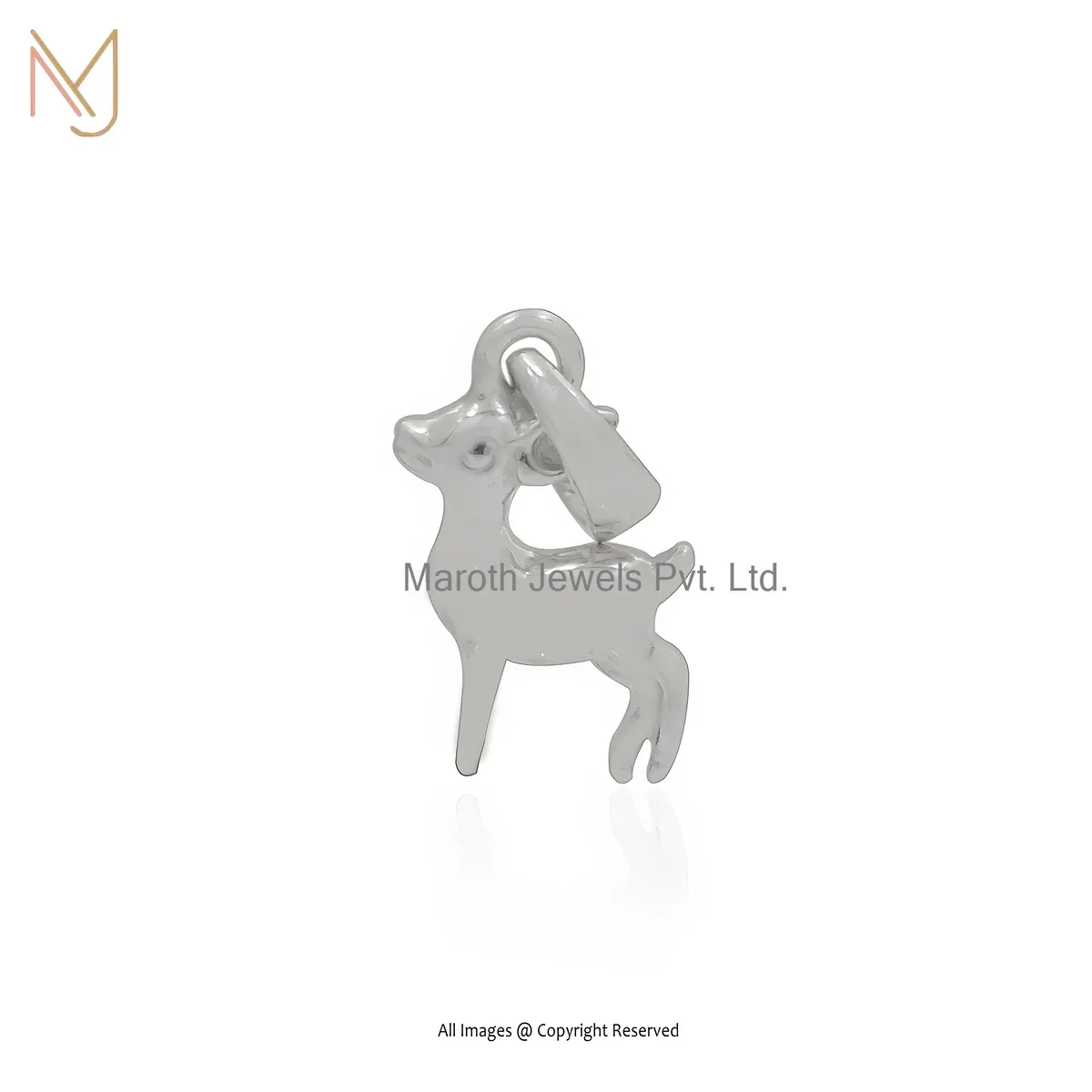 925 Silver Natural Silver Plated Deer Charm Pendant Custom Jewelry
