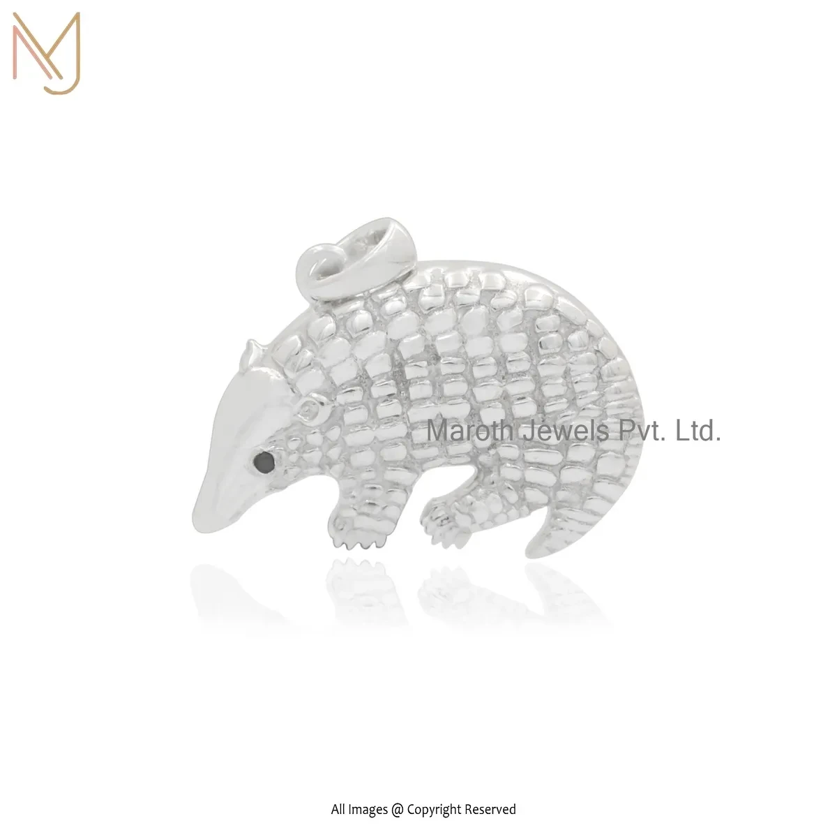 925 Silver Natural Silver Plated Black Cubic Zircon Pangolin Pendant Custom Jewelry