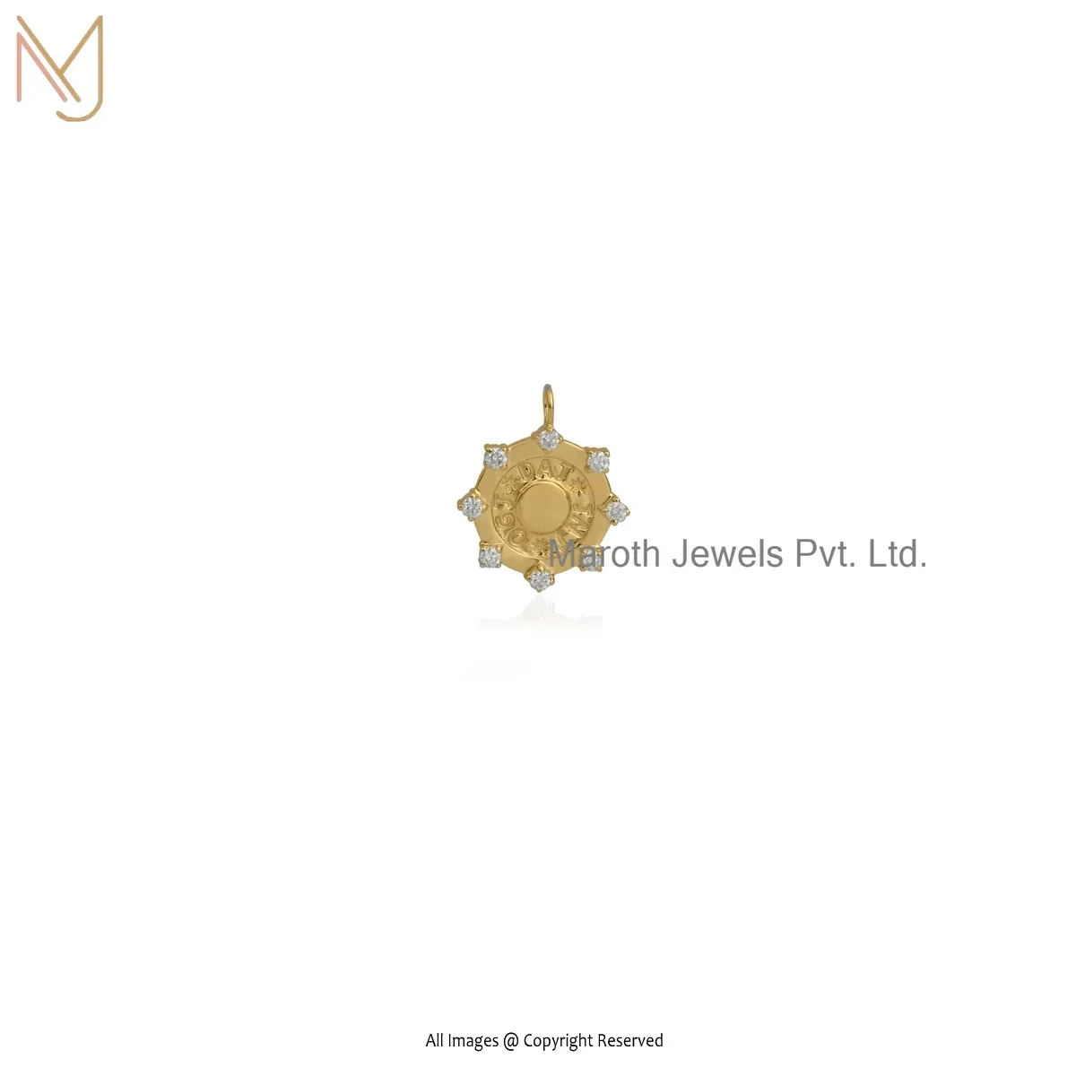 925 Sterling Silver Yellow Gold Plated Moissanite Disc Pendant Custom Jewelry