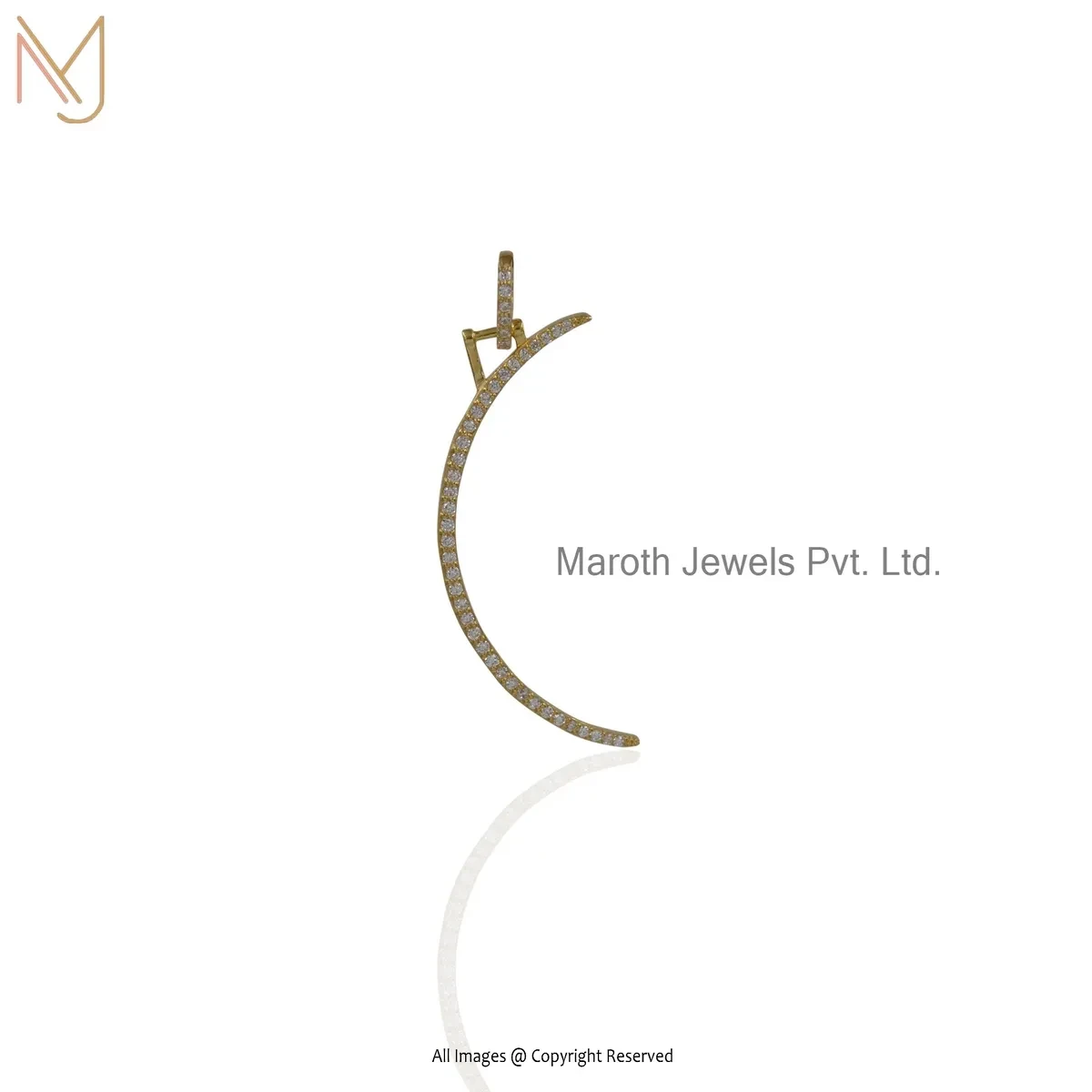 14K Yellow Gold Cubic Zircon Moon Pendant Jewelry Supplier