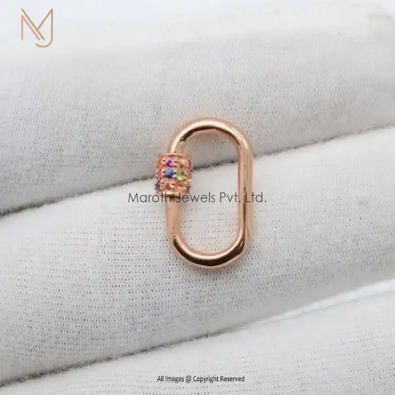 Private Label 14K Yellow Gold Vermeil Turquoise Gemstone Carabiner Lock